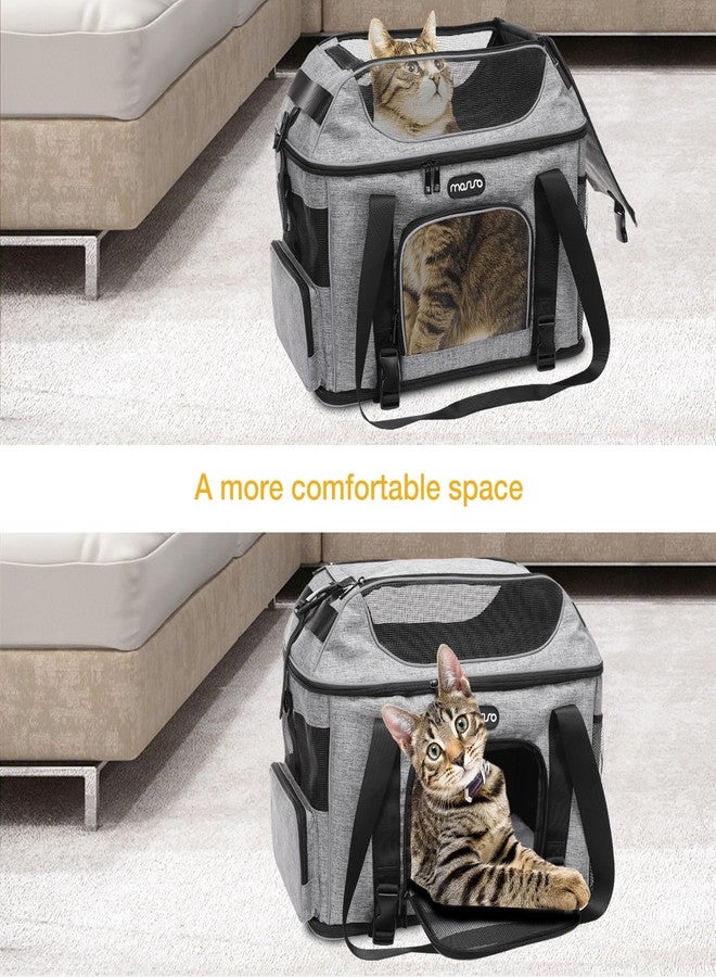 موسيسو حقيبة نقل الحيوانات الأليفة من موسيسو، معتمدة من شركات الطيران، قابلة للتوسيع من الأعلى، ناعمة، مناسبة للقطط والكلاب الصغيرة والمتوسطة الحجم التي يقل وزنها عن 10 كيلوغرامات، حقيبة حمل جراء جيدة التهوية للسفر بالسيارة في الهواء الطلق مع حزام كتف، رمادي - Image 5