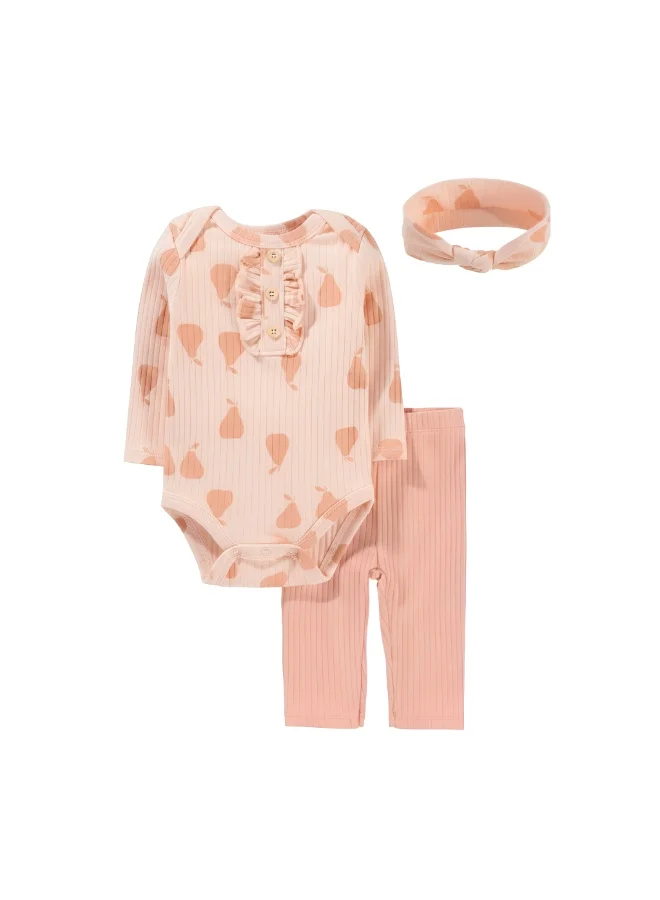 Bambimici Bambimici Anaya Pear Print Long Sleeve Set - Peach