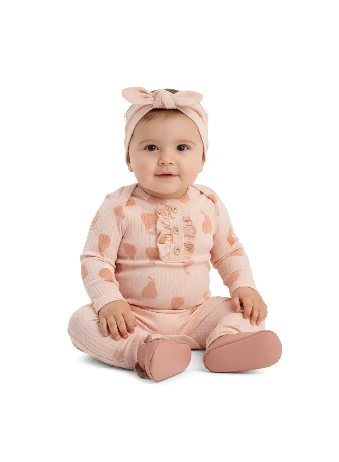 Bambimici Bambimici Anaya Pear Print Long Sleeve Set - Peach