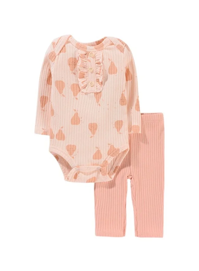 Bambimici Bambimici Anaya Pear Print Long Sleeve Set - Peach