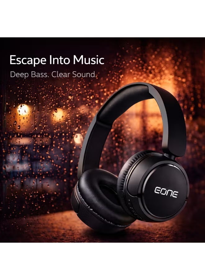 إيون سماعات رأس لاسلكية EONE Nano Beats 650 بتقنية بلوتوث 5.3، تشغيل حتى 30 ساعة، محركات صوت HD بحجم 40 مم، بيس عميق، ميكروفون مدمج، تصميم مريح فوق الأذن لون أسود - Image 5
