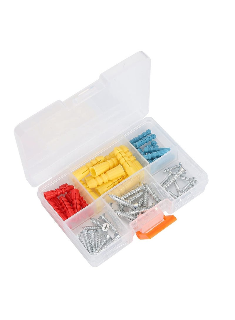 Mmmon 60Pcs Drywall Anchors and Self Tapping Screws Assortment Kit, Different Sizes of Wall Plugs and Screws Set with Organizer Box, self Drilling Anchor for Hollow Wall Hanging - Image 1