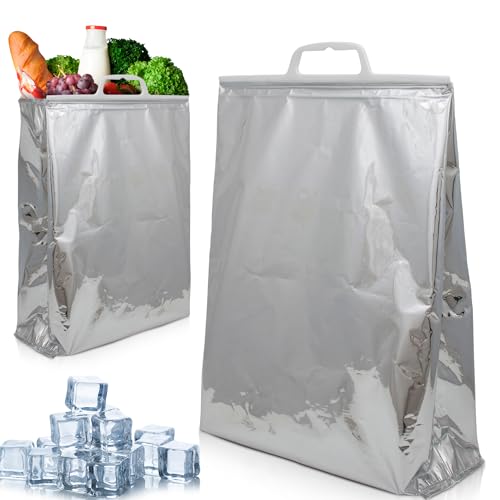 APQ Supply Insulated Shipping Bags for Food 13 x 19 Inch 5 Pack of Aluminum Foil Insulated Thermal Bags for Hot and Cold Food Reusable Thermal Lunch Bag with NeedlePunched Cotton Inner Layer