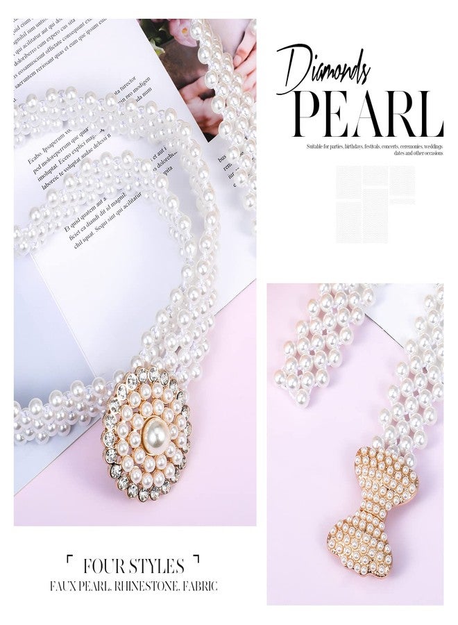 زانماي مجموعة من 4 أحزمة زفاف مرصعة باللؤلؤ للنساء، مثالية لفساتين الزفاف، وفساتين وصيفات الشرف، وفساتين أعياد الميلاد، وحفلات التخرج. تتضمن المجموعة حزام خصر مطاطي مرصع بالجواهر، وإكسسوارات أنيقة للعروس ووصيفات الشرف. هدية مثالية لحفلات أعياد الميلاد وحفلات التخرج. - Image 5