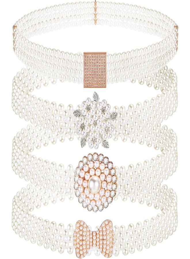 زانماي مجموعة من 4 أحزمة زفاف مرصعة باللؤلؤ للنساء، مثالية لفساتين الزفاف، وفساتين وصيفات الشرف، وفساتين أعياد الميلاد، وحفلات التخرج. تتضمن المجموعة حزام خصر مطاطي مرصع بالجواهر، وإكسسوارات أنيقة للعروس ووصيفات الشرف. هدية مثالية لحفلات أعياد الميلاد وحفلات التخرج. - Image 1