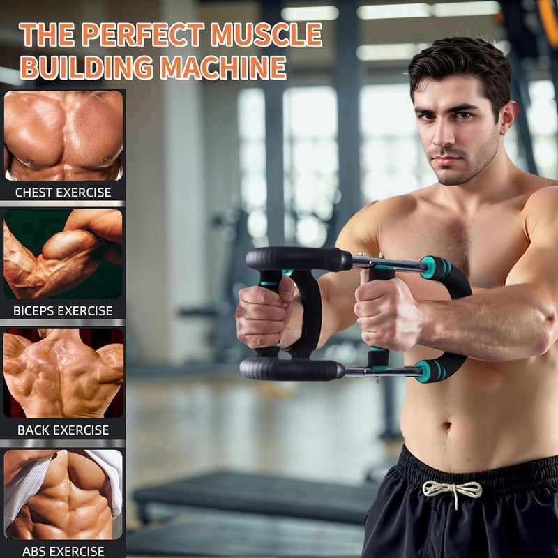 TMOHRA Twister Arm Trainer, 40-100lb Adjustable Chest Workout Equipment, Shaker Twister Arm Trainer, Portable Power Twisters Bar,Detachable Design Fitness Anywhere for Strength Training at Home,Gym & Travel - Image 2
