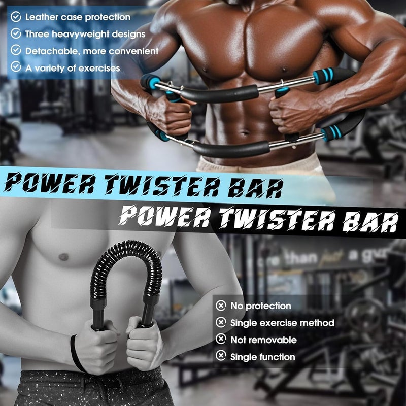 TMOHRA Twister Arm Trainer, 40-100lb Adjustable Chest Workout Equipment, Shaker Twister Arm Trainer, Portable Power Twisters Bar,Detachable Design Fitness Anywhere for Strength Training at Home,Gym & Travel - Image 4