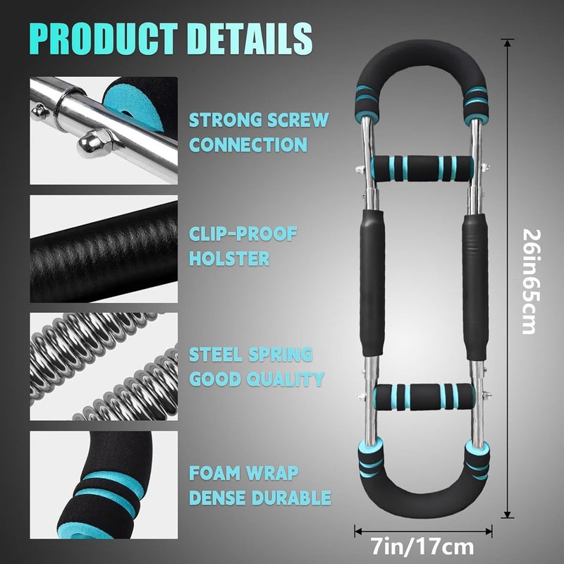 TMOHRA Twister Arm Trainer, 40-100lb Adjustable Chest Workout Equipment, Shaker Twister Arm Trainer, Portable Power Twisters Bar,Detachable Design Fitness Anywhere for Strength Training at Home,Gym & Travel - Image 3