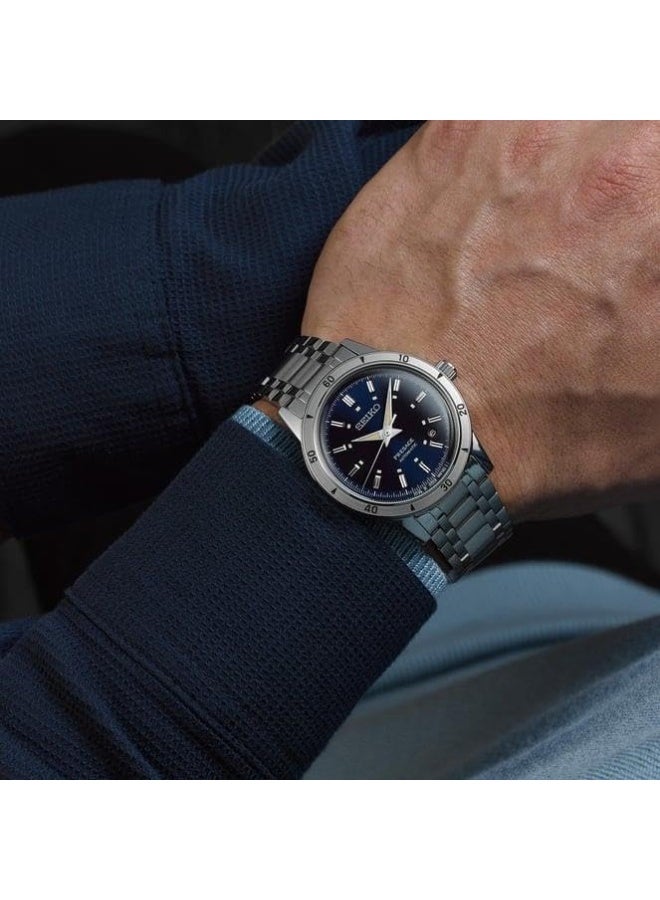 Seiko Seiko Presage Style 60's automatic men's watch blue background SRPL07J1 steel case and bracelet  - Image 4
