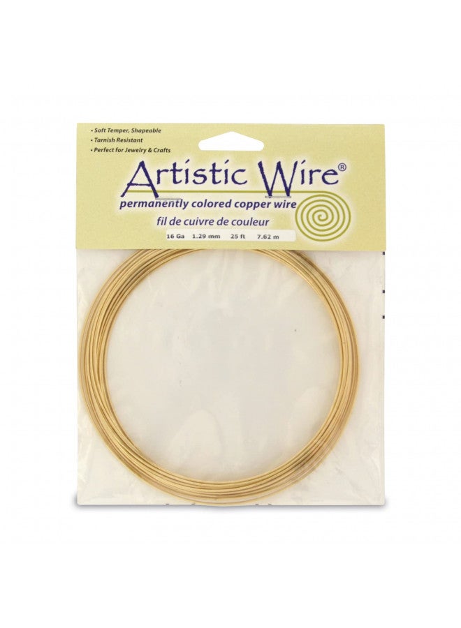 Artistic Wire 16 Gauge Tarnish Resistant Brass Craft Jewelry Wrapping Wire, Gold Color, 25 ft - Image 1