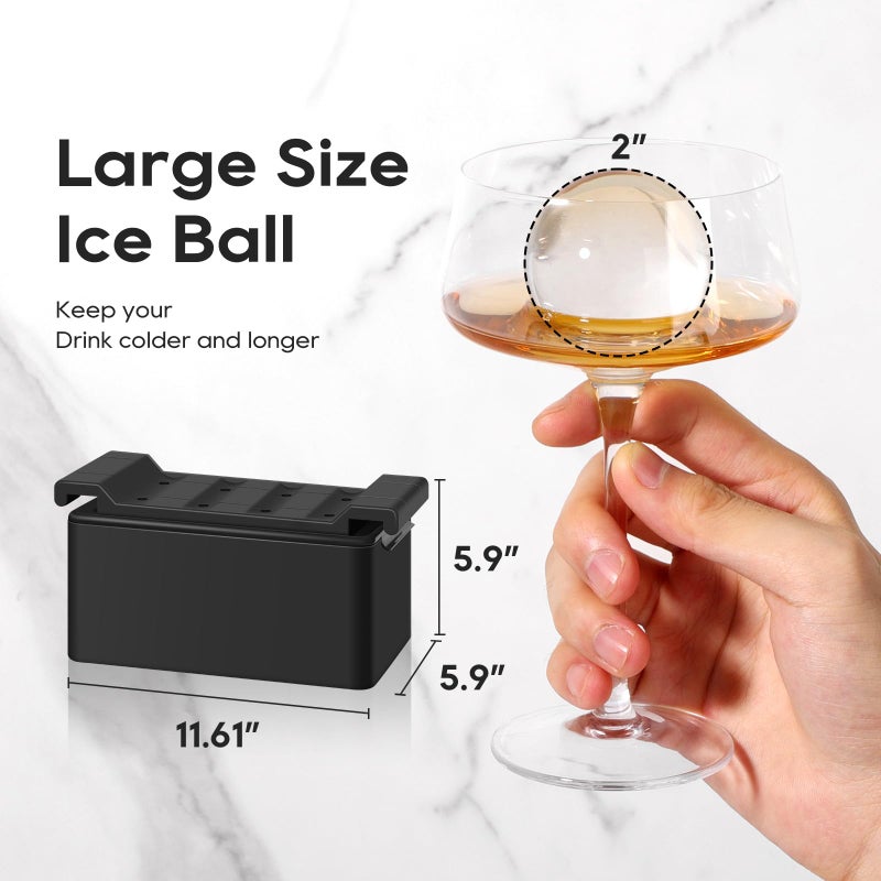 Mooues Clear Ice Ball Maker Mold, 8 Large Whiskey Ice Cubes Mold, 2 Inch Round Silicone Ice Molds for Cocktails, Idea Gifts for Dad Boyfriend Boss Men who Have Everything - Image 3