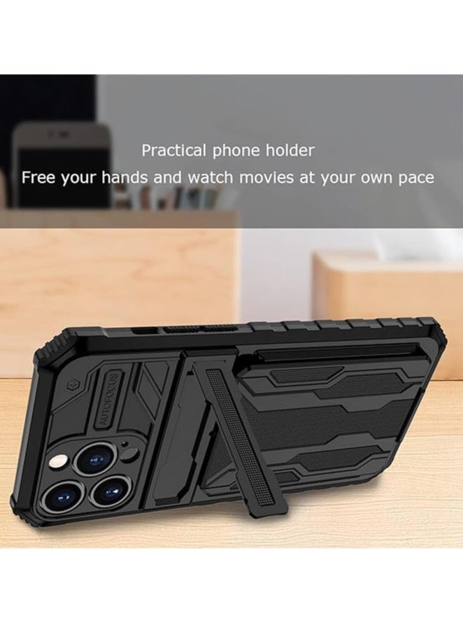 General Phone case for iPhone 15 Pro Max /15 Pro/15 Plus/15, military armor case, foldable built-in stand, invisible card slot ultra-thin protective cover  - Image 4