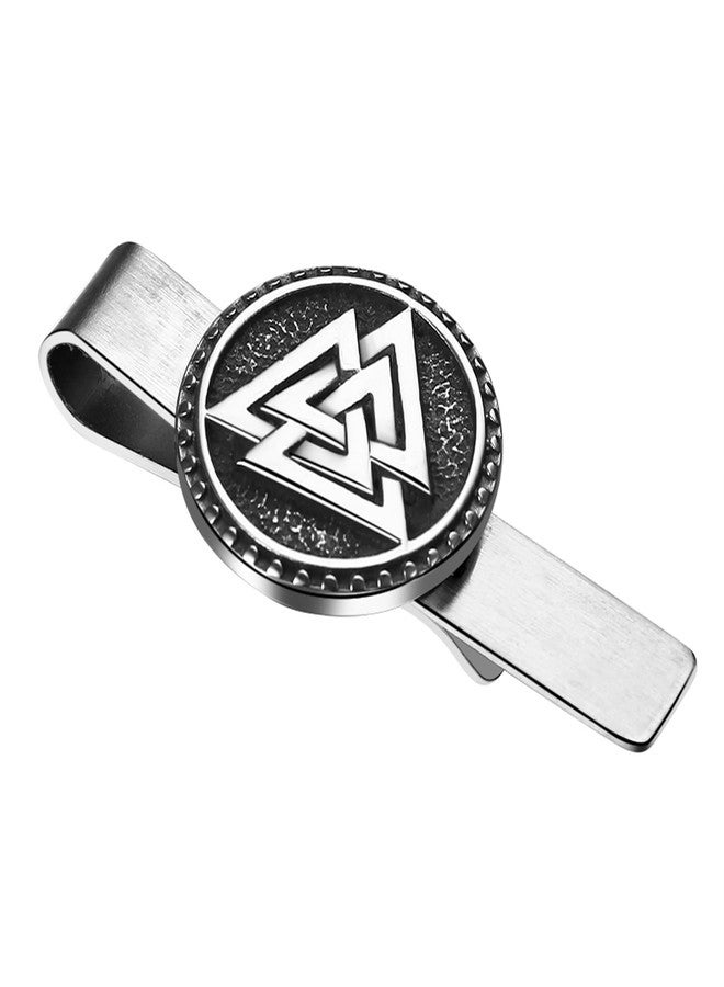 OIDEA Viking Tie Clips for Men: Silver Viking Runes Necktie Bar Clips Tie Clasp Stainless Steel Stickpin Tie Pins Nordic Amulet Jewelry Gifts - Image 1