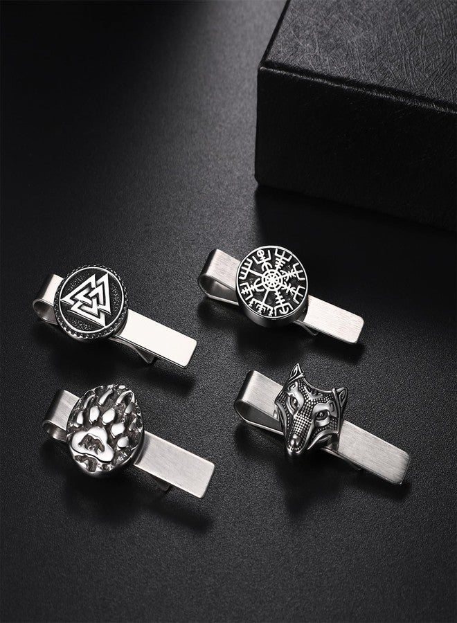 OIDEA Viking Tie Clips for Men: Silver Viking Runes Necktie Bar Clips Tie Clasp Stainless Steel Stickpin Tie Pins Nordic Amulet Jewelry Gifts - Image 5