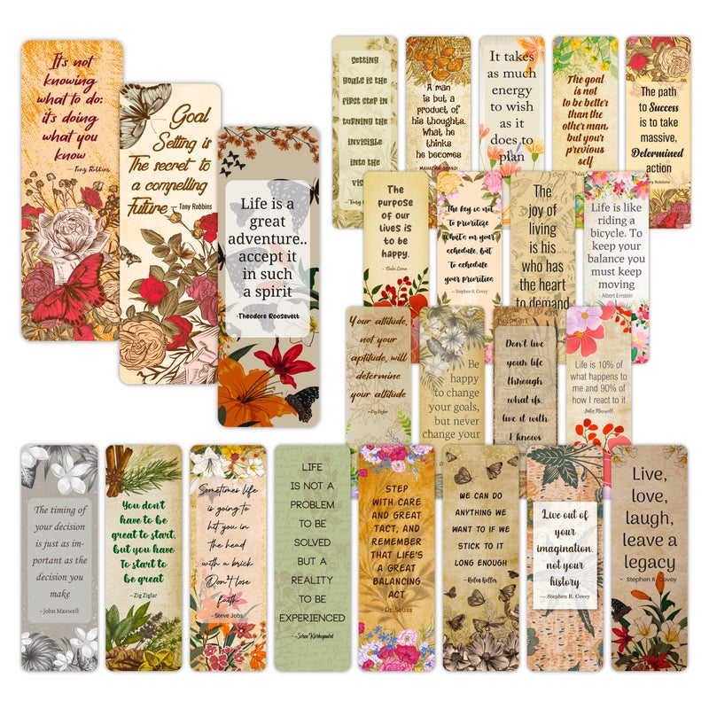 Only Zest 96 Pack Elegant Bookmarks for Women in Bulk â€“ Vintage Floral Design with Inspirational Quotes â€“ Motivational Book Marks for Adults â€“ Reading, Study, Gifting â€“ Students, Book Lovers - Image 1