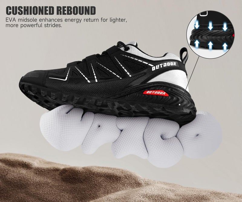 KEFUWU Men's Trail Running Shoes Lightweight Non-Slip Walking Hiking Sneakers Men Outdoor (13 Men, Black) - Image 4