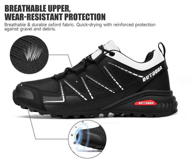 KEFUWU Men's Trail Running Shoes Lightweight Non-Slip Walking Hiking Sneakers Men Outdoor (13 Men, Black) - Image 5