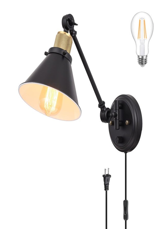 تي آر لايف مصباح جداري قابل للتعتيم من TRLIFE، مزود بسلك توصيل ومفتاح تشغيل/إيقاف للتعتيم، مصباح جداري بذراع متأرجح لغرفة النوم أو الدرج أو غرفة المعيشة (عبوة واحدة، لمبة واحدة متضمنة). - Image 1