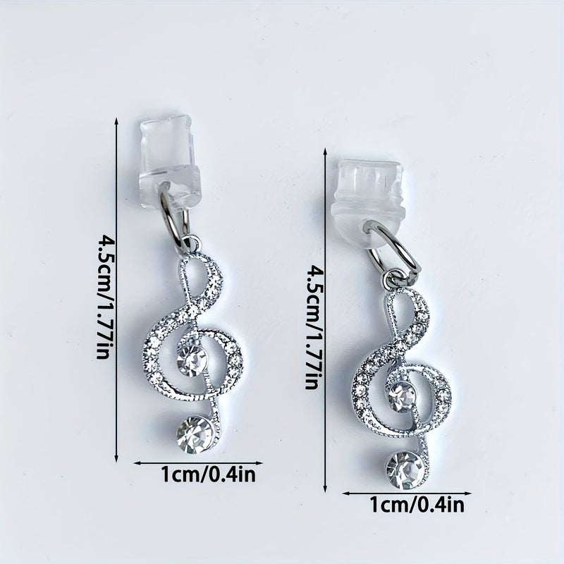Silver Note Metal Musical Note Dust Plug For Type C Phone Decoration Lanyard Anti Fouling Preventing Debris - Image 4