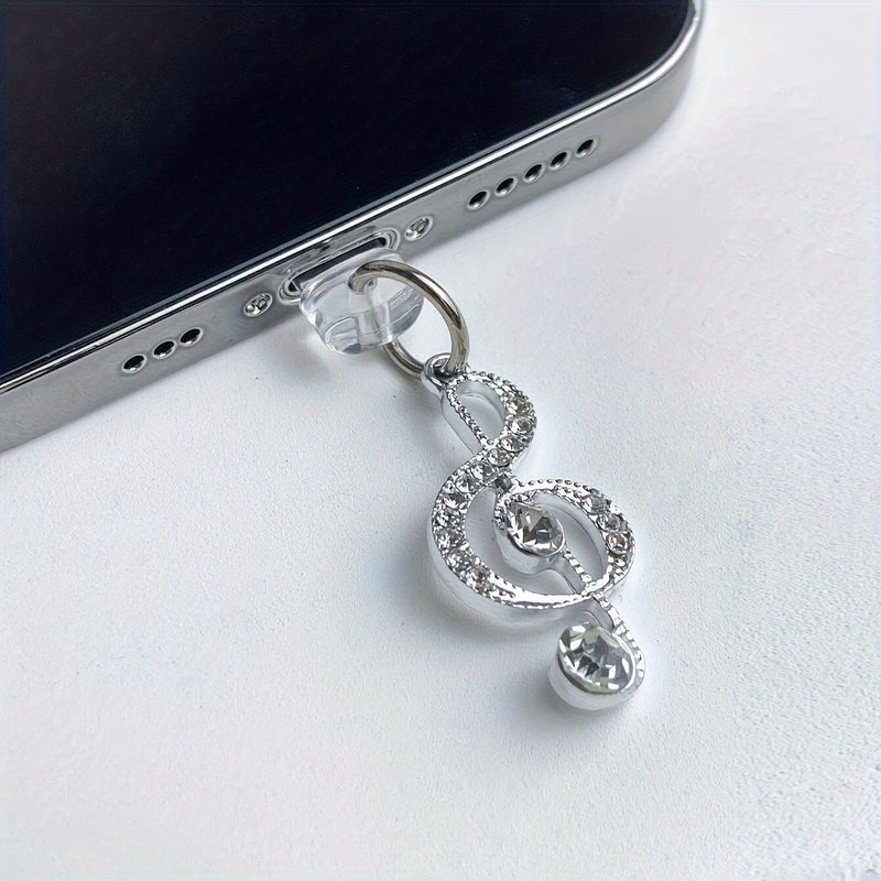 Silver Note Metal Musical Note Dust Plug For Type C Phone Decoration Lanyard Anti Fouling Preventing Debris - Image 2