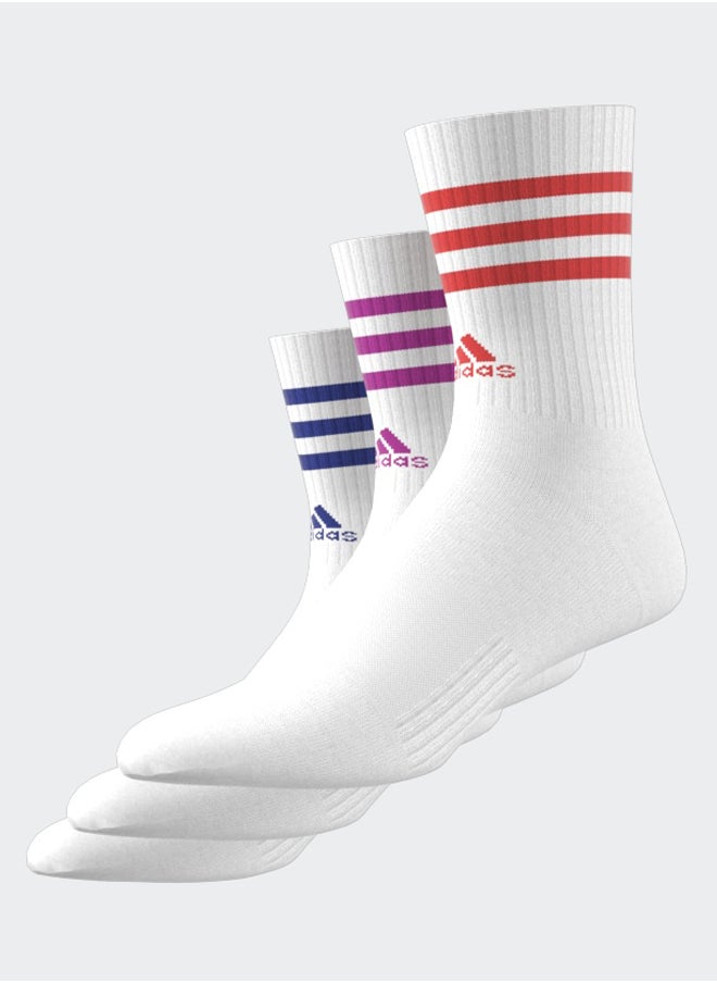 Adidas - 3-Stripes Cushioned Crew Socks 3 Pairs - Image 1