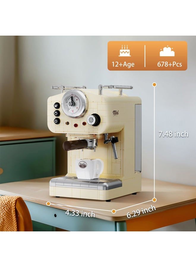 Brihappen Retro Building Set for Adults (678 Pcs), Classic Semi-Automatic Espresso Collectible Home Office Vintage Coffee Toys, Gifts for Block Lovers - Image 2