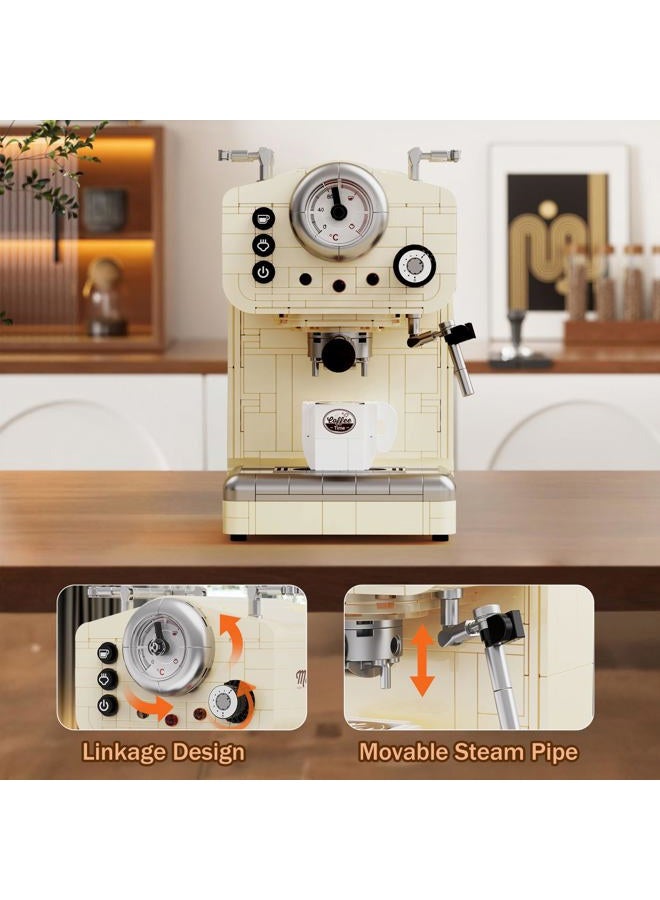 Brihappen Retro Building Set for Adults (678 Pcs), Classic Semi-Automatic Espresso Collectible Home Office Vintage Coffee Toys, Gifts for Block Lovers - Image 3