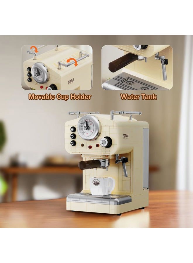 Brihappen Retro Building Set for Adults (678 Pcs), Classic Semi-Automatic Espresso Collectible Home Office Vintage Coffee Toys, Gifts for Block Lovers - Image 4