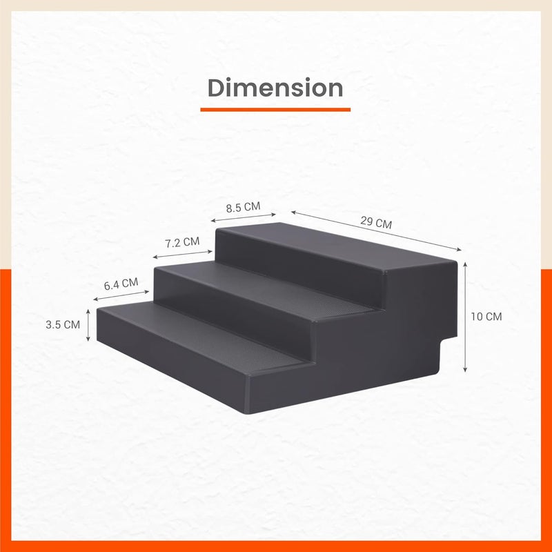 Bathla Plastic Shelf Organizer - (Set of 2) Multi-Purpose Display Cabinet for Kitchen, Home & Office | 3 Wide Steps | Spice Rack Stand | Make Up & Cosmetic Organiser | Smoke & Skin - Image 3