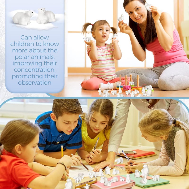 Macarrie مجموعة تماثيل حيوانات دببة قطبية مكونة من 20 قطعة تشمل دببة صغيرة نموذج ثلاثي الأبعاد ألعاب تعليمية زينة كعكة هدايا عيد الميلاد وعيد الميلاد للأولاد والبنات زينة منزلية - Image 5