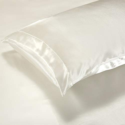 AiMay 3 Piece Satin Duvet Cover Set Bedding Sets Queen Off White 1800 Series Luxury Rich Silk Silky Super Soft Solid Color Reversible Honeymoon Wrinkle Free (Queen, Off White) - Image 2