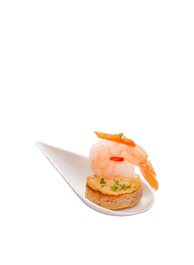 Restaurantware-Pulp Tek 4.1 Inch Tasting Spoons, 100 Teardrop Shaped Bagasse Spoons - Easy To Hold, Premium White Bagasse Disposable Taster Spoons, For Appetizers, Grease Resistant Restaurantware - Image 2