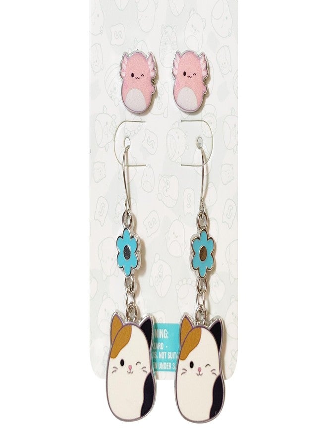 LUV HER Squishmallows Hypoallergenic Earrings for Girls 1 Pink Stud and 1 Squish Fishhook Drop Set with Charms One Size Fits All Ages 8+ - Image 5