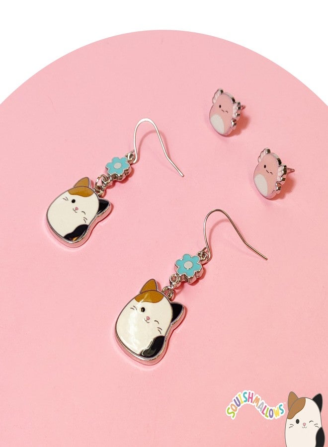 LUV HER Squishmallows Hypoallergenic Earrings for Girls 1 Pink Stud and 1 Squish Fishhook Drop Set with Charms One Size Fits All Ages 8+ - Image 4