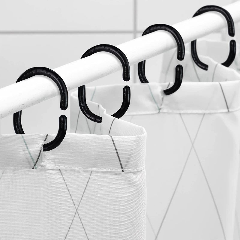 Qulable 24 pcs Shower Curtain Rings Plastic Shower Curtain Hooks C-Shaped Rings Hook Hanger Bath Drape Loop Clip Glide Bathroom Shower Window Rod (Black) - Image 4