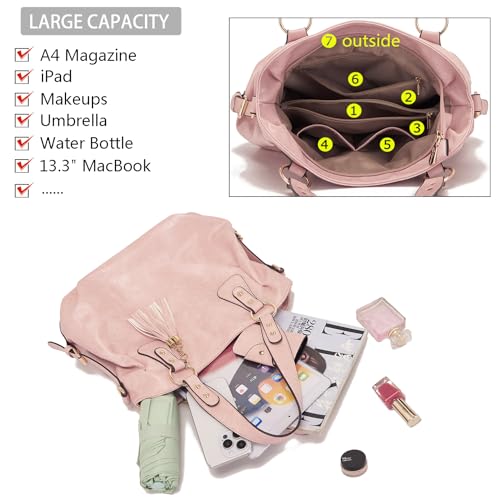 Soperwillton Fashion Handbag for Women Shoulder Bag Top Handle Satchel Hobo Tote Bag Purse Set 4pcs - Image 5
