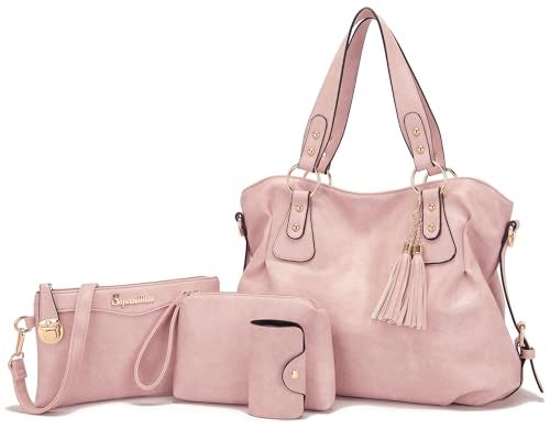 Soperwillton Fashion Handbag for Women Shoulder Bag Top Handle Satchel Hobo Tote Bag Purse Set 4pcs - Image 1