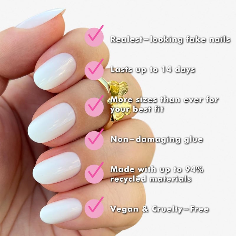 Olive & June Instant Mani Press-On Nails (Glue) | 42 Fake Nails, 21 Sizes | Non-Toxic, Long-Lasting Recycled Materials Realistic Look | Spring Flowers & Patterns | Short, Round | CCT Gradient - Image 4