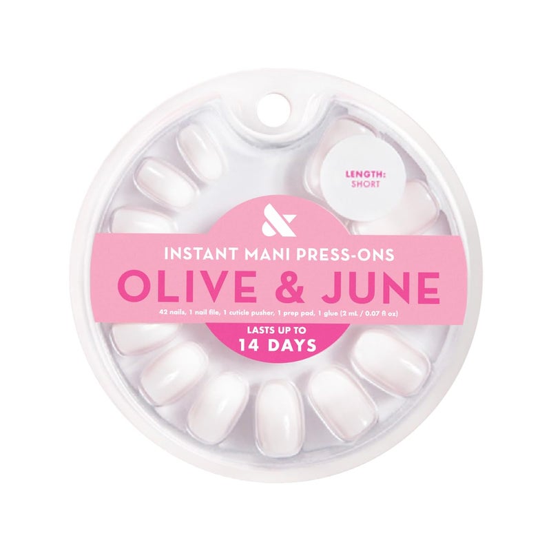 Olive & June Instant Mani Press-On Nails (Glue) | 42 Fake Nails, 21 Sizes | Non-Toxic, Long-Lasting Recycled Materials Realistic Look | Spring Flowers & Patterns | Short, Round | CCT Gradient - Image 2