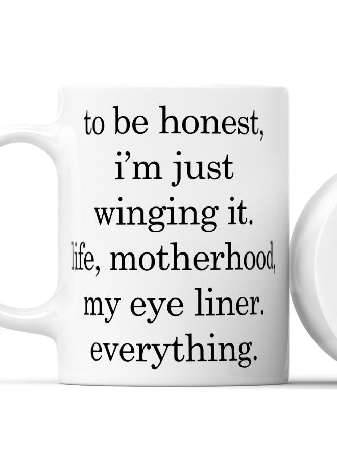 LIT Coffee Mug Funny Mom Eye LinerWhite Mug Winging it quote Motherhood funny quote  - Image 2