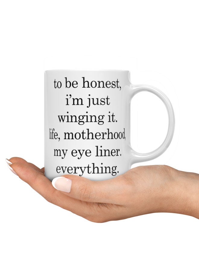 LIT Coffee Mug Funny Mom Eye LinerWhite Mug Winging it quote Motherhood funny quote  - Image 3