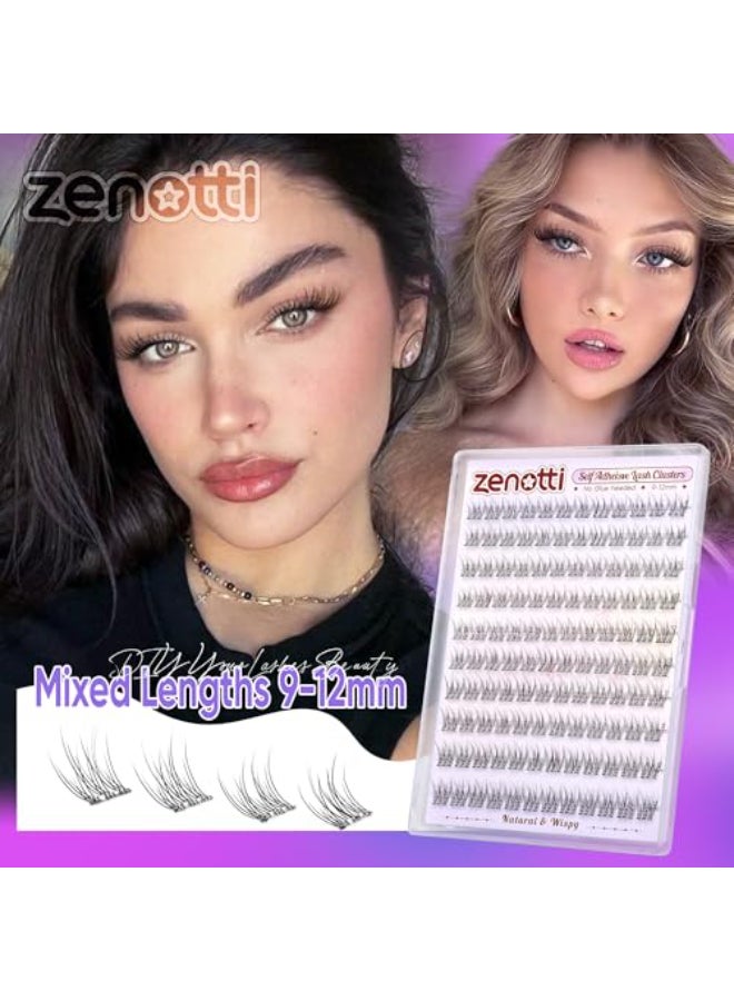 zenotti Natural Self Adhesive Clusters Lashes No Glue Self Adhesive Wispy Cluster Eyelashes Extensions Preglued Lashes Cluster Reusable CCurly Individual Lashes 912mm Press on Lash by zenotti - Image 3