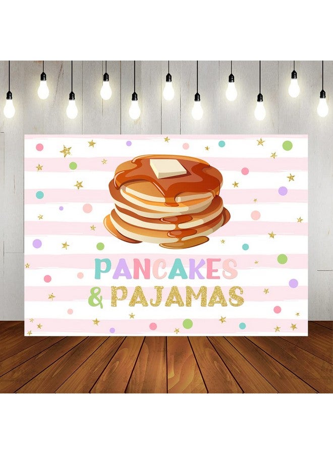 Lofaris Pancakes and Pajamas Birthday Party Backdrop Pink Stripes Colorful Confetti Sweet Girls Birthday Background Slumber Spa Sleepover Party Decor Cake Table Banner 7x5ft - Image 1
