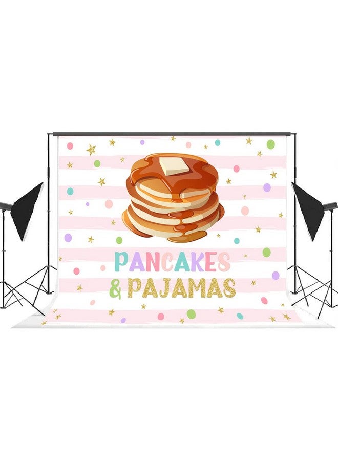 Lofaris Pancakes and Pajamas Birthday Party Backdrop Pink Stripes Colorful Confetti Sweet Girls Birthday Background Slumber Spa Sleepover Party Decor Cake Table Banner 7x5ft - Image 4