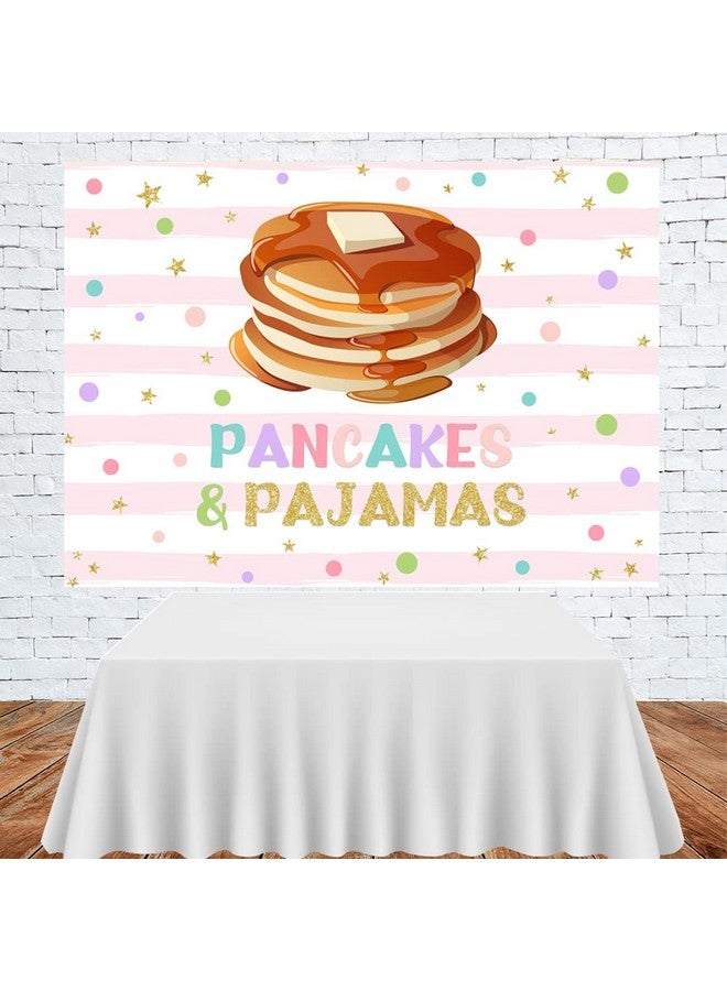 Lofaris Pancakes and Pajamas Birthday Party Backdrop Pink Stripes Colorful Confetti Sweet Girls Birthday Background Slumber Spa Sleepover Party Decor Cake Table Banner 7x5ft - Image 3