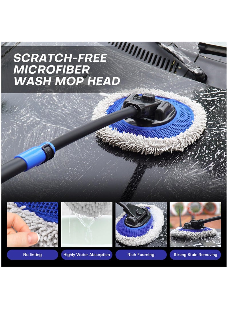 Captaintech Premium Long Handle Car Wash Brush with Curved Design and Microfiber Head for Cars RVs and Trucks Adjustable Length for Versatile Cleaning - Image 3
