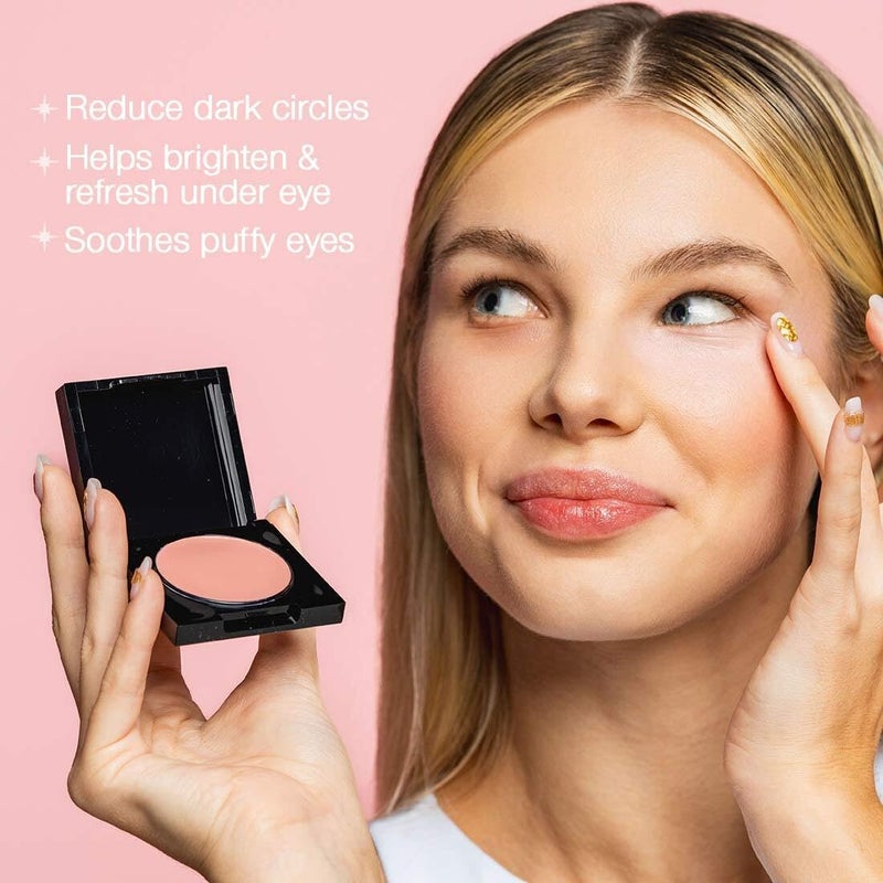Palladio Under Eye Brightener, Conceal, Brightens, Reduces Appearance of Dark Circles, With Caffeine Peptides & Vitamin E, Tired Skin Color Correcting Brightener & Primer, Light to Medium (Soft Pink) - Image 4