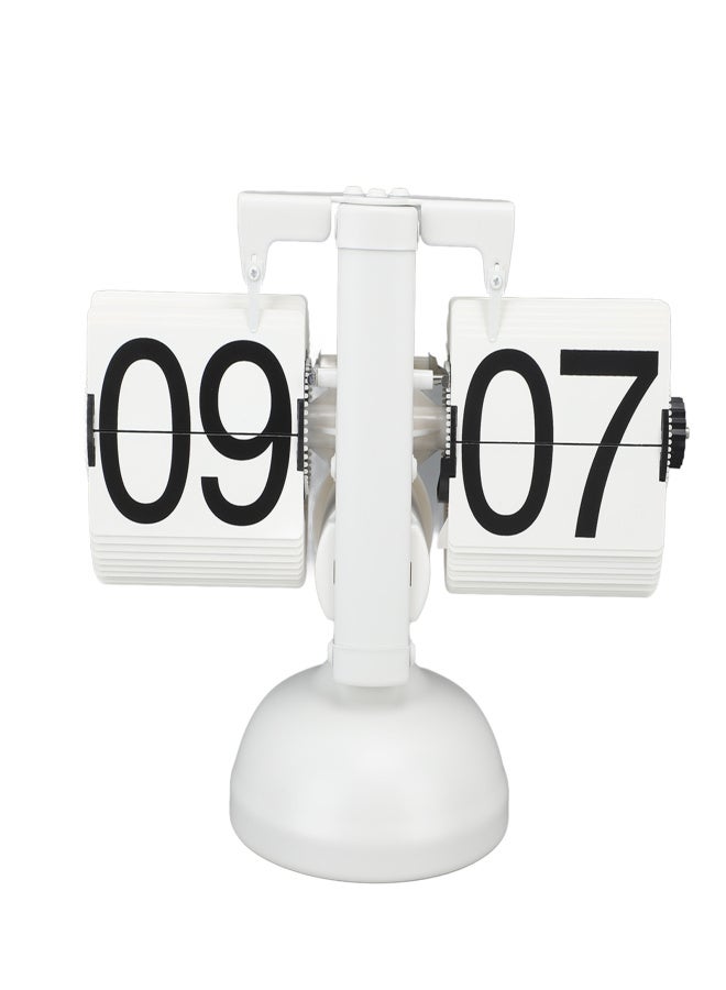 Flip Clock Large Number Battery Powered 304 Stainless Steel Tabletop Retro Flip Clock for Home Office 24 Hours All White - Image 3