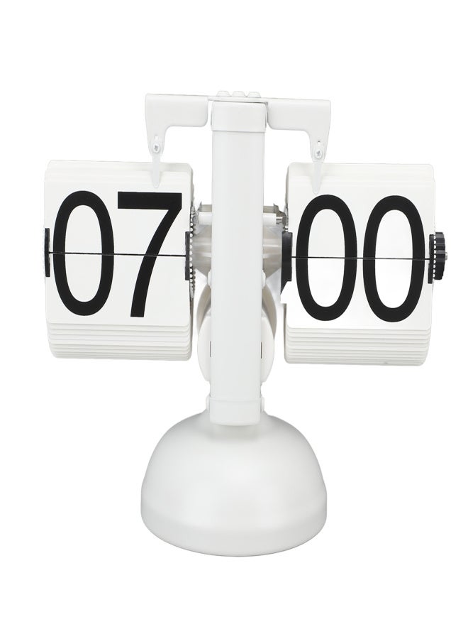 Flip Clock Large Number Battery Powered 304 Stainless Steel Tabletop Retro Flip Clock for Home Office 24 Hours All White - Image 5
