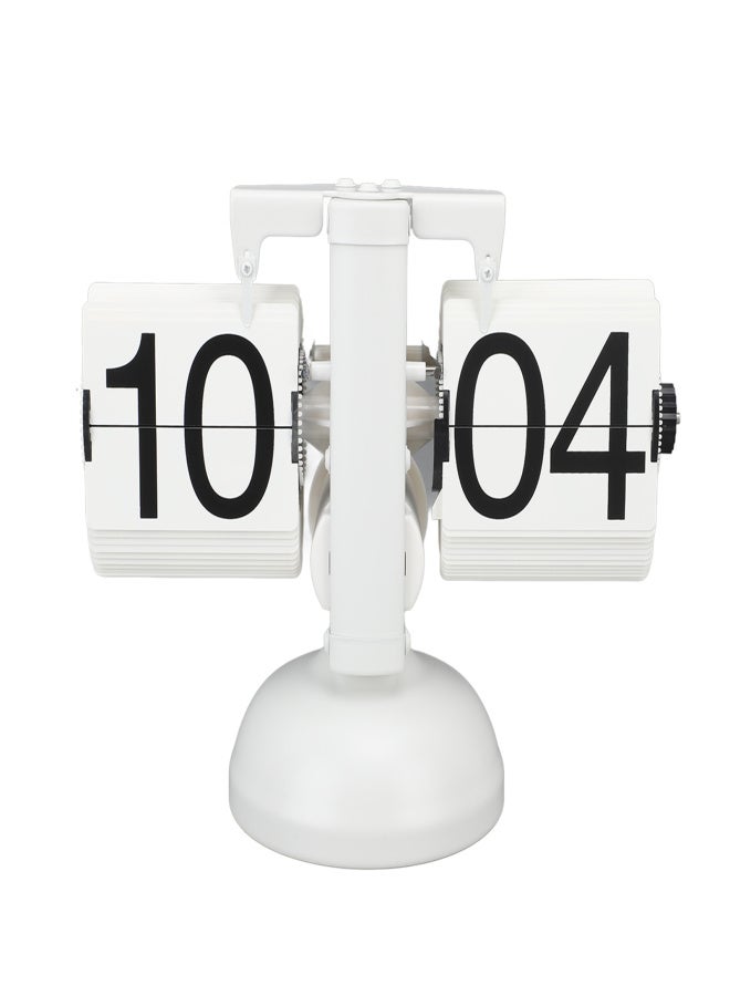 Flip Clock Large Number Battery Powered 304 Stainless Steel Tabletop Retro Flip Clock for Home Office 24 Hours All White - Image 2